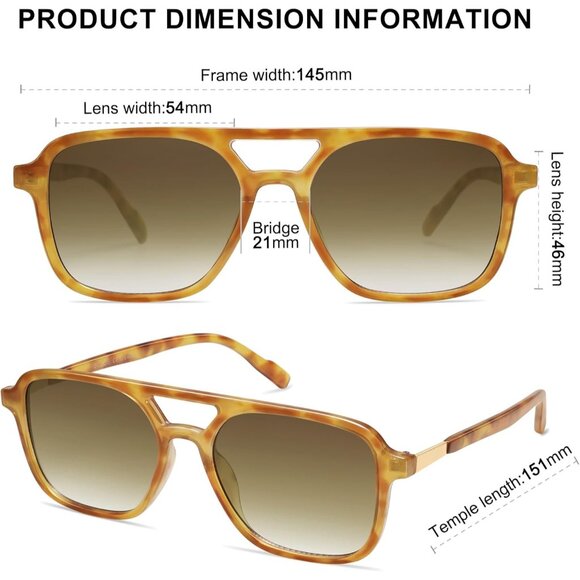 Sojos Women Mens Yellow Tortoise Trendy Rectangle Retro Shades Sunglasses - Picture 4 of 6